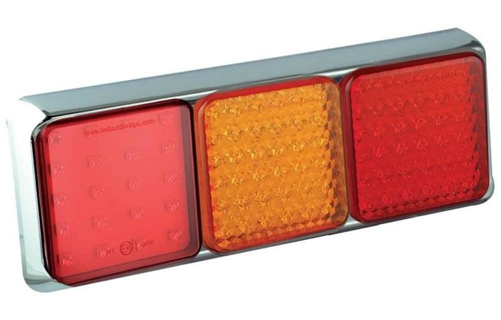 LED-Rücklicht mit Chromring | 12-24V | 40cm. Kabel