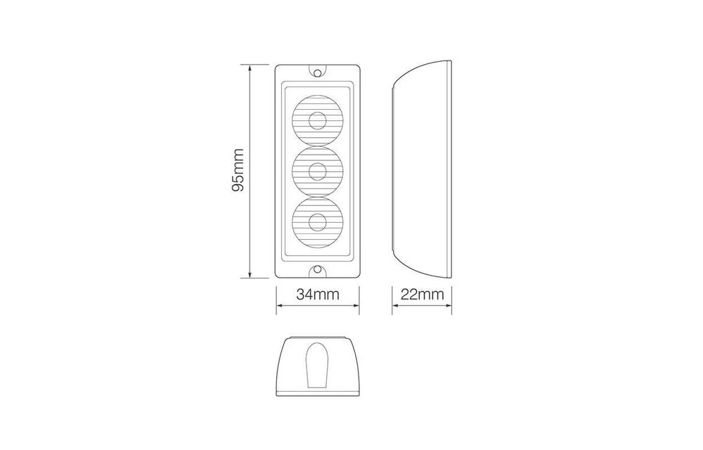 LED-Blitzer 3 LEDs gelb 10v - 30v