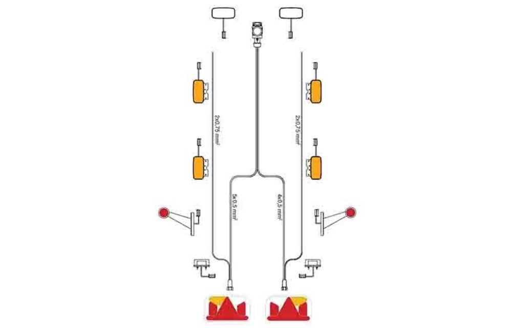 Kabelbaum 5-PIN | 7.7m lang mit 5,3 M Gleichstromkabel und 13-pin