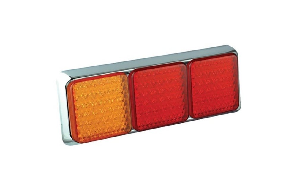 LED-Rücklicht mit Chromring | 12-24V | 40cm. Kabel