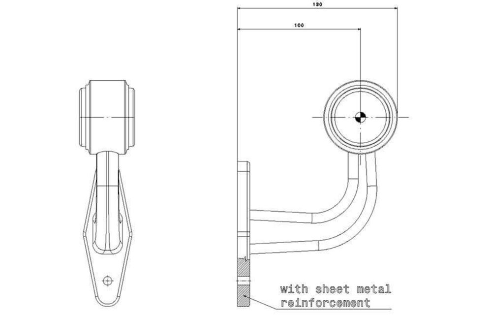 Rechts | LED Begrenzungsleuchte | Winkelstahl | 12-36V | 0,75mm Stecker