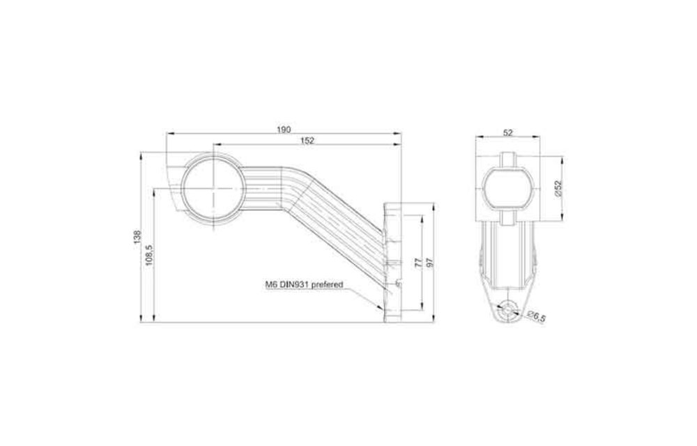 Links | LED Begrenzungsleuchte | schräger Stiel | 12-36V | 1,5mm Stecker