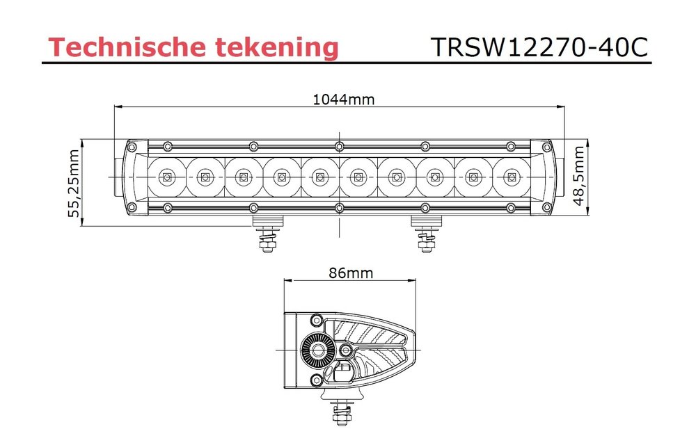 LED Bar | 200 Watt | 19200 Lumen | 9-30V | 40cm. Kabel + Deutsch