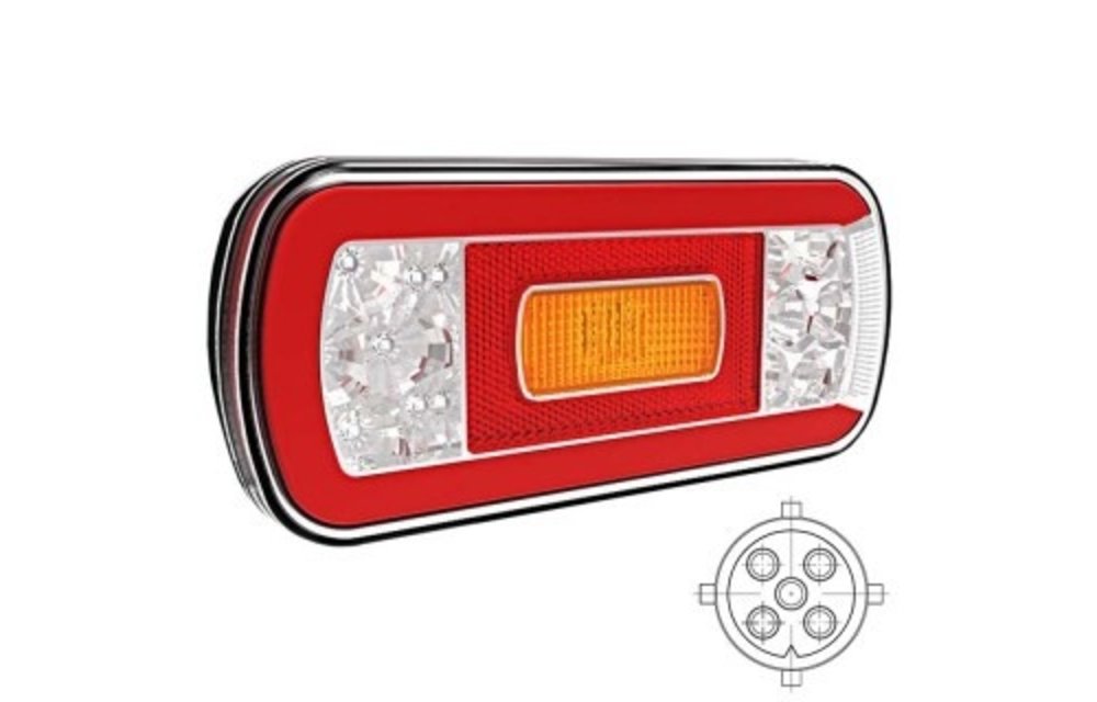 LED-Rücklicht mit Kennzeichenbeleuchtung | 12-36V | 5 Pins