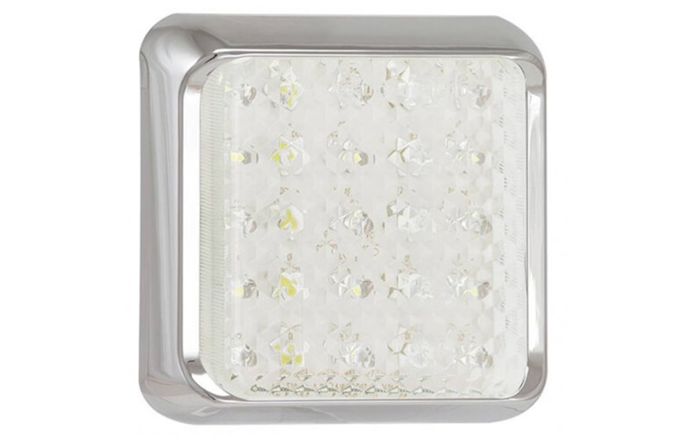 LED-Rückleuchte mit Chromring | 12-24V | 40cm. Kabel