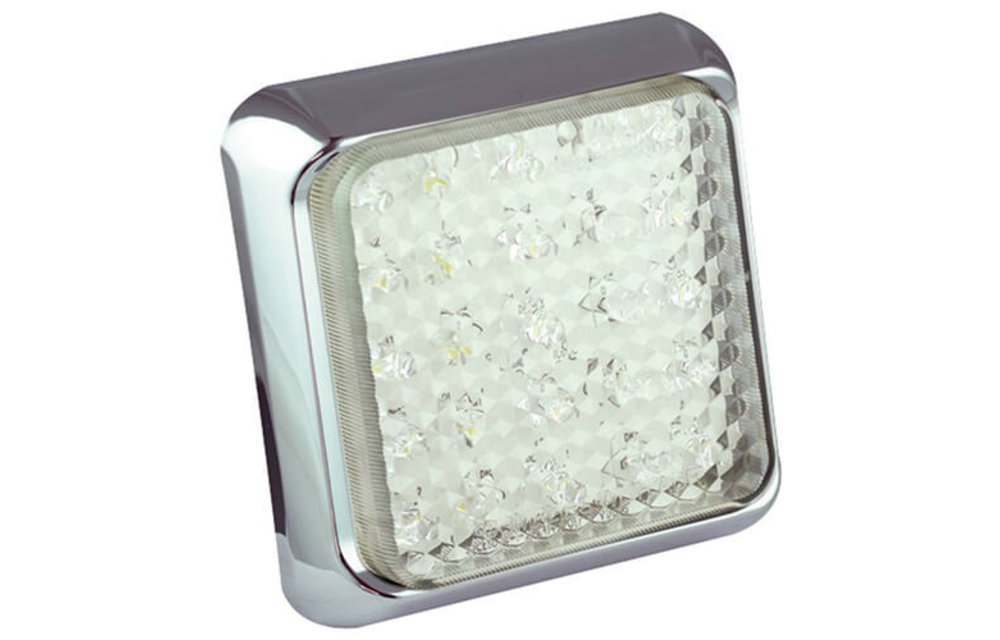 LED-Rückleuchte mit Chromring | 12-24V | 40cm. Kabel