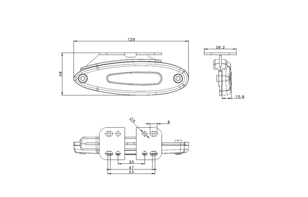 LED Umrissleuchte gelb | 12-24V | 50cm. Kabel
