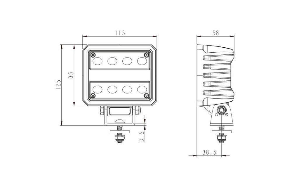 LED Arbeitsscheinwerfer | 4100 Lumen | 40 Watt | IP69K | Eingebauter Deutsch-Stecker