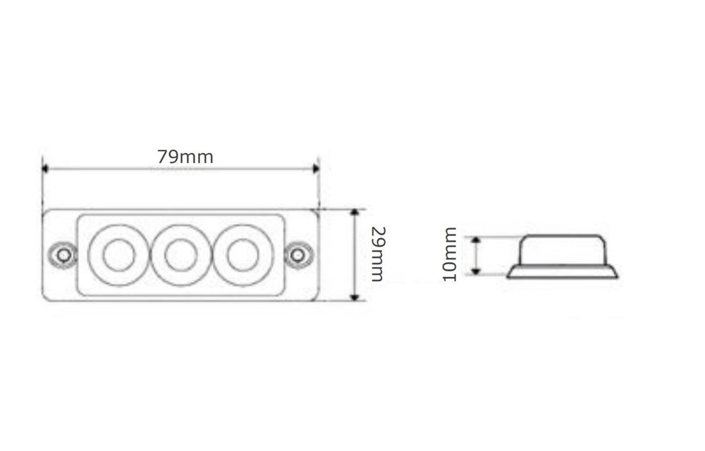 R65 Ultra-flache Slimline LED-Blitz 3 LEDs gelb | 10-30V |