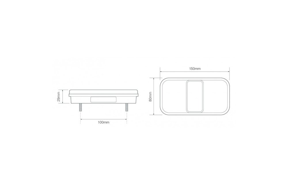 Kompaktes LED-Rücklicht ohne Kennzeichenbeleuchtung | 12v | 40cm. Kabel