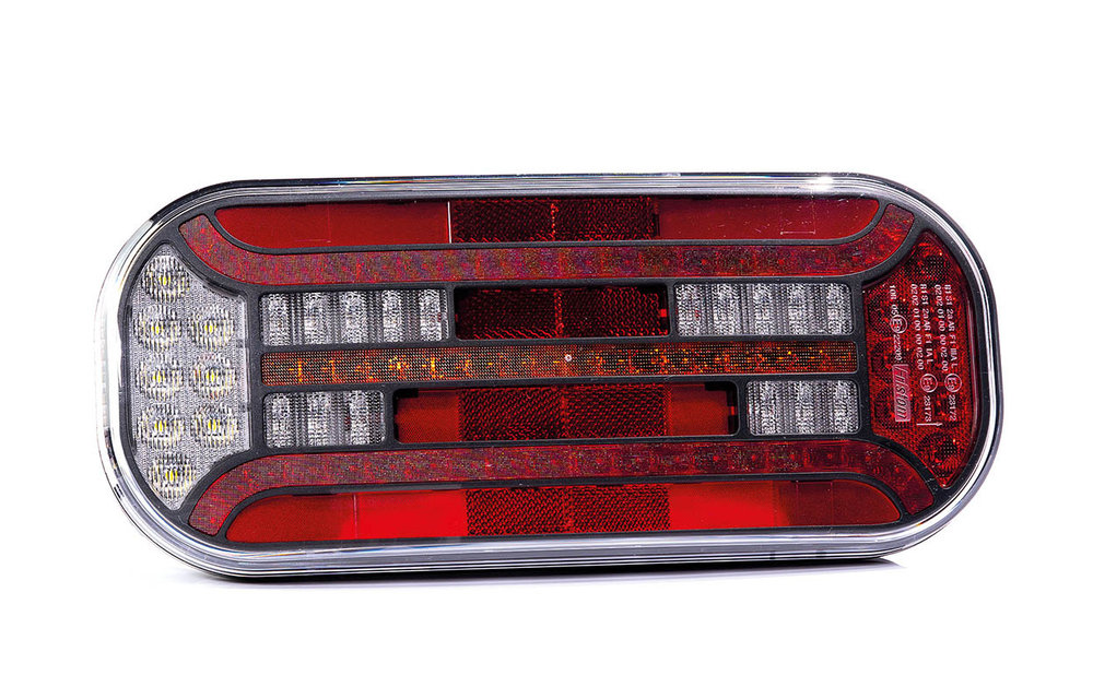 Links | LED-Rücklicht Rechtseck Reflektor und Kennzeichenleuchte | 12-24V | 100cm. Kabel