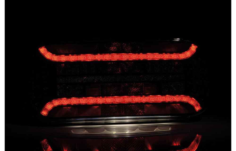Links | LED-Rücklicht Rechtseck Reflektor und Kennzeichenleuchte | 12-24V | 100cm. Kabel
