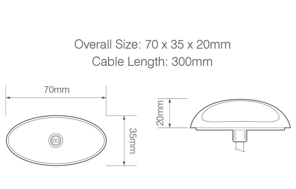 LED Begrenzungsleuchte | 12-24V | 30cm. Kabel