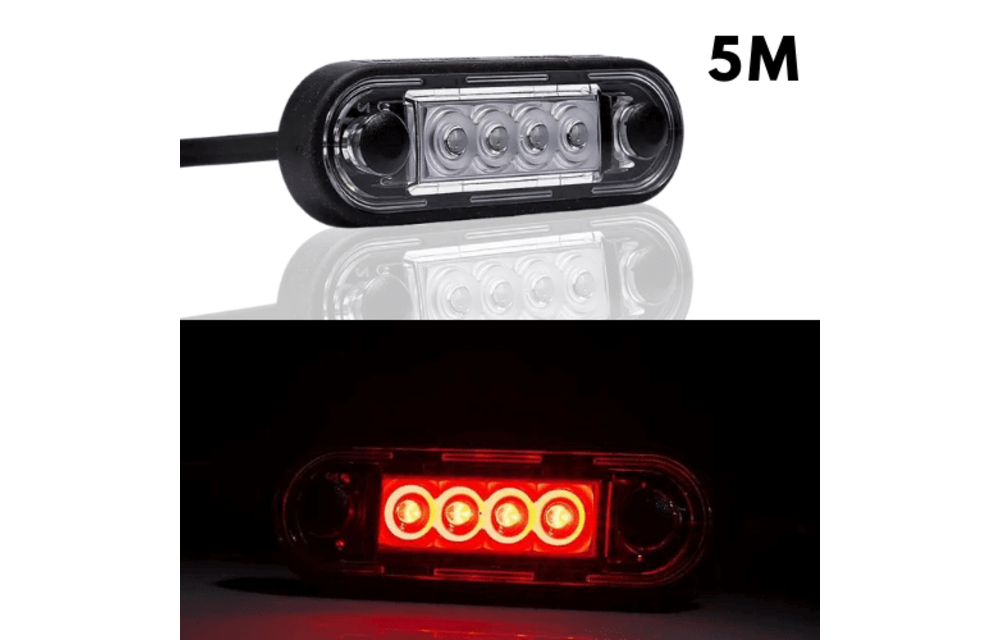 LED Umrissleuchte Einbau rot | 12-24V | 5m. Kabel