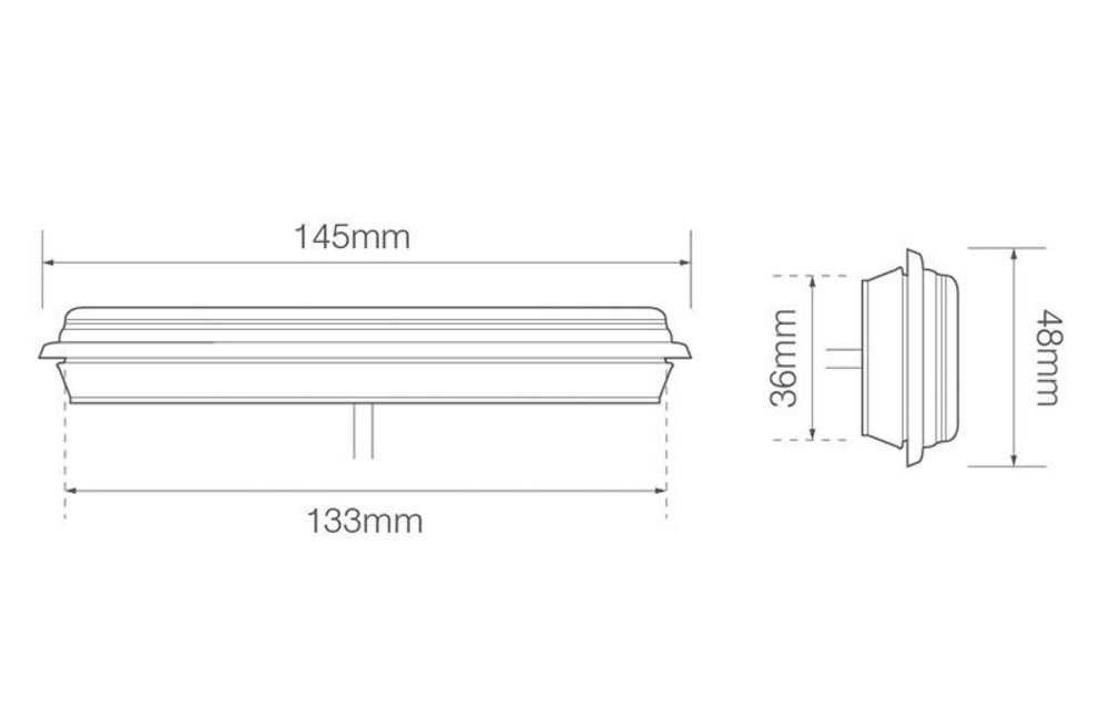 Vertiefte LED-Vorwarnleuchte / Begrenzungsleuchte 12 / 24V 0,18 M. Kabel
