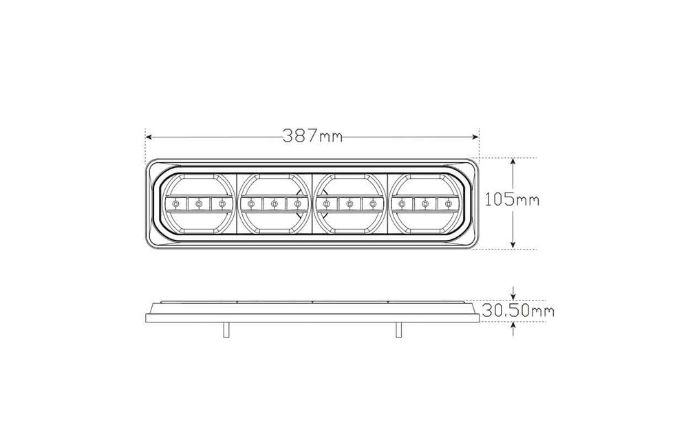 LED-Neonrückleuchte links mit dynamischer Blinkleuchte 12/24v