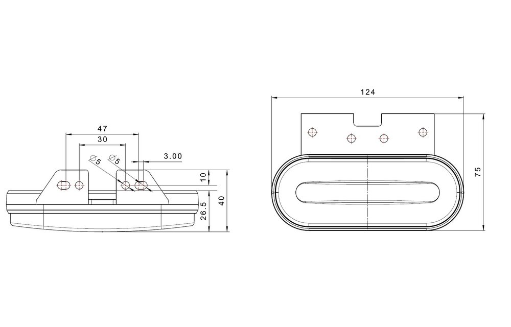 LED Umrissleuchte weiß | 12-24V | 1,5mm Stecker