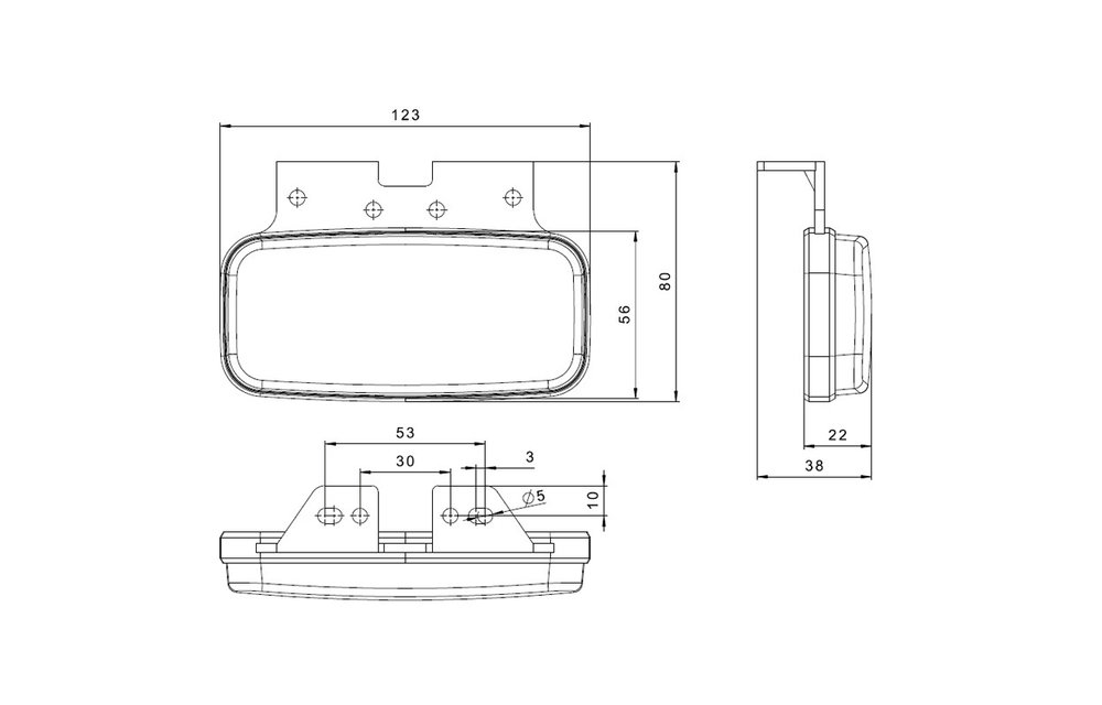 LED Umrissleuchte rot | 12-24V | 1,5mm Stecker