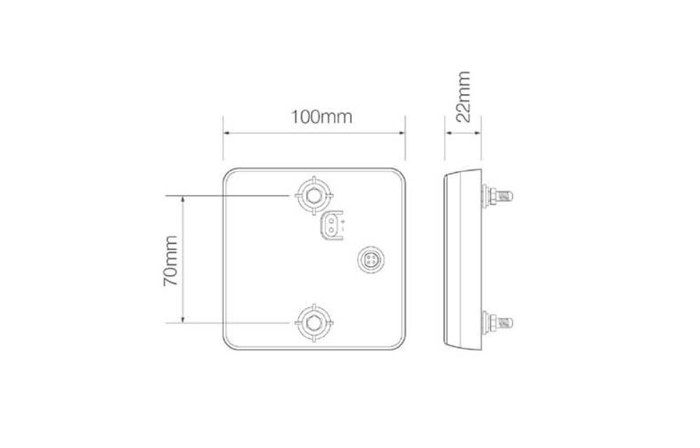 Kompaktes LED-Rücklicht | 12-24V | 10m Kabel