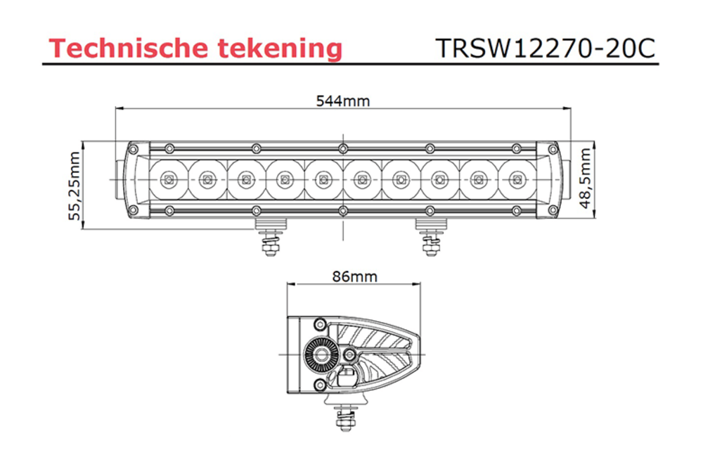 LED Bar | 100 Watt 9960 Lumen | 9-30V | 40cm. Kabel | Deutsch-Stecker
