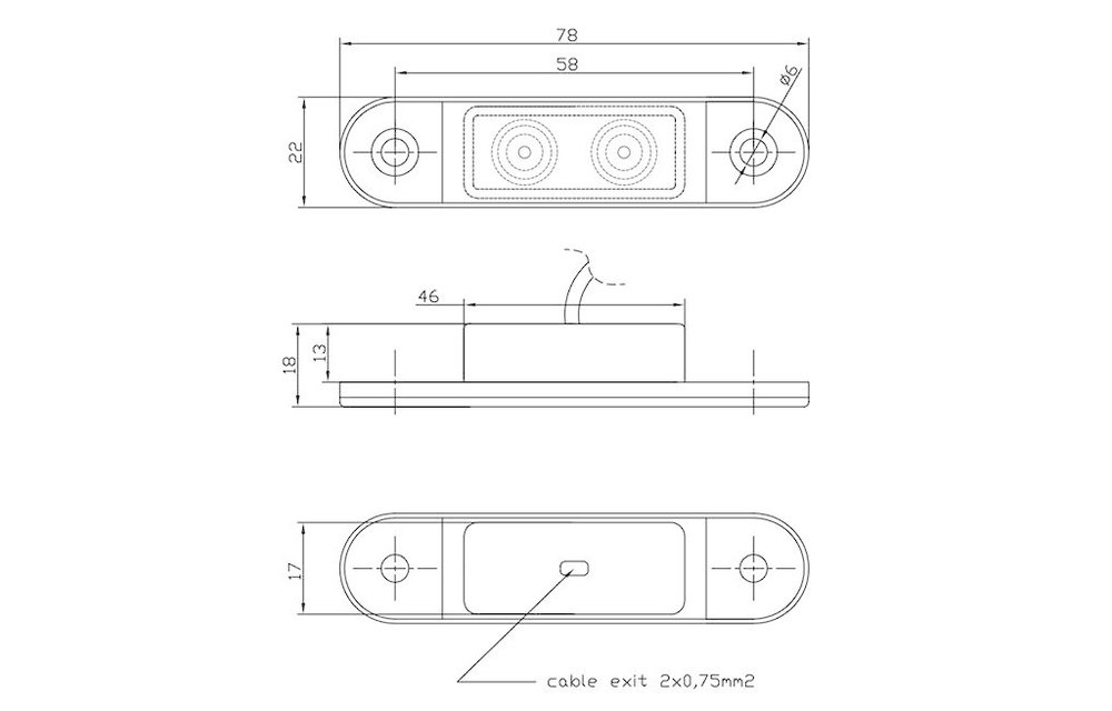 LED Umrissleuchte gelb | 12-24V | 1,5mm Stecker
