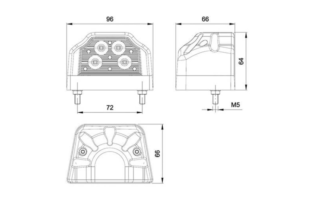 LED-Kennzeichenleuchte | 12-36V | 1,5mm2 Anschluss