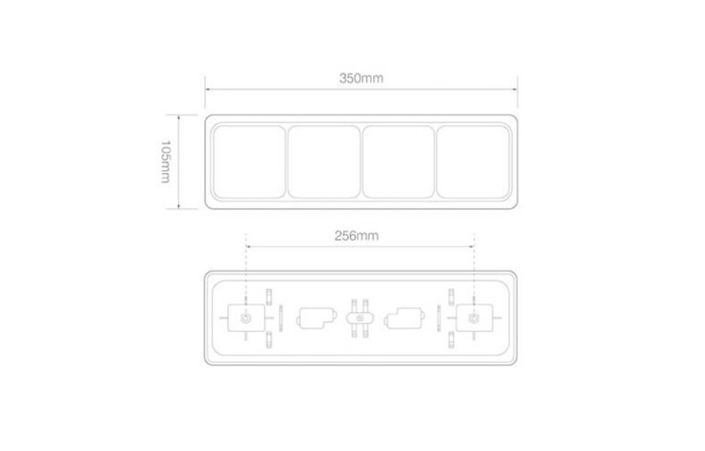 LED-Rücklicht mit schwarzem Rand | 12-24V | 40cm. Kabel
