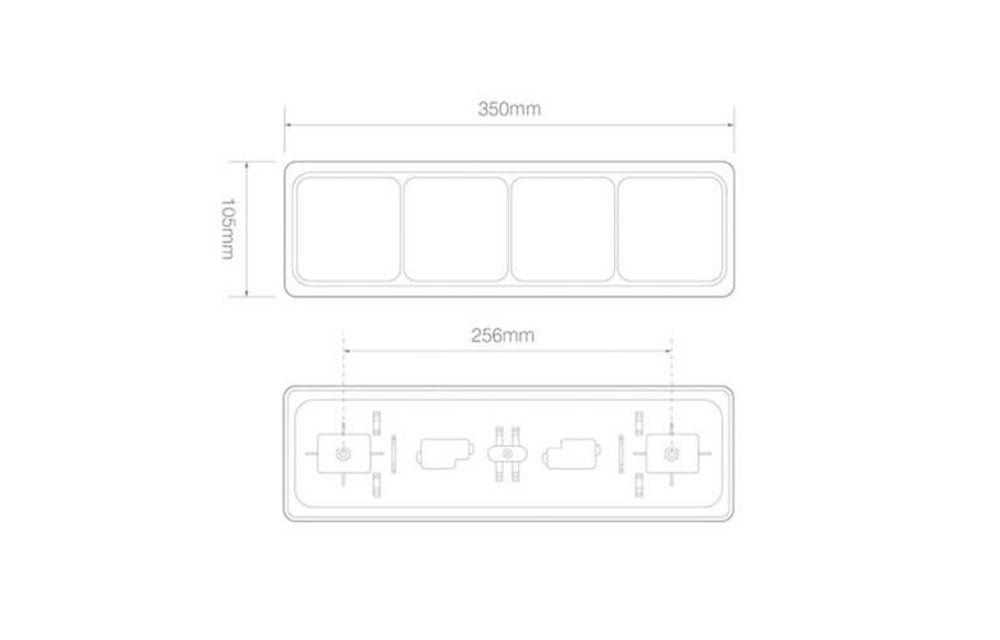 LED-Rücklicht mit schwarzem Rand | 12-24V | 40cm. Kabel
