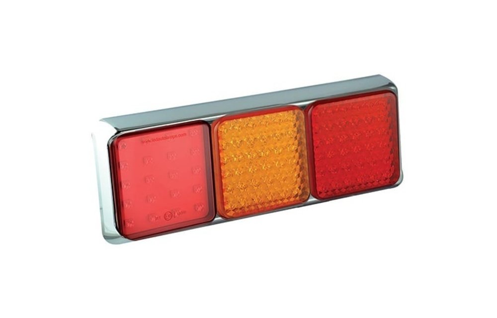 LED-Rücklicht mit Chromring | 12-24V | 40cm. Kabel