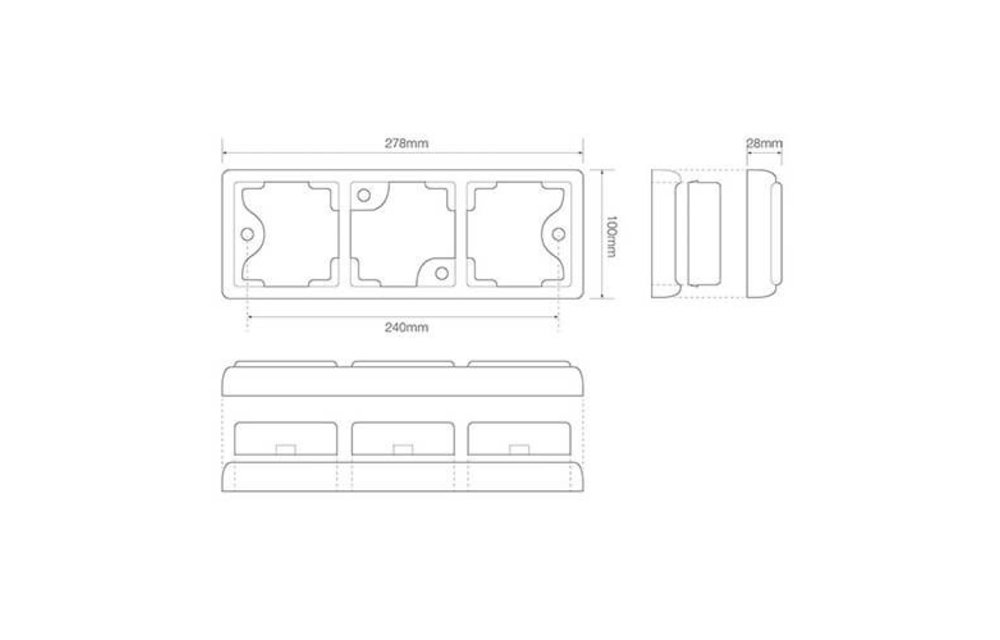 LED-Rücklicht mit schwarzem Rand | 12-24V | 40cm. Kabel