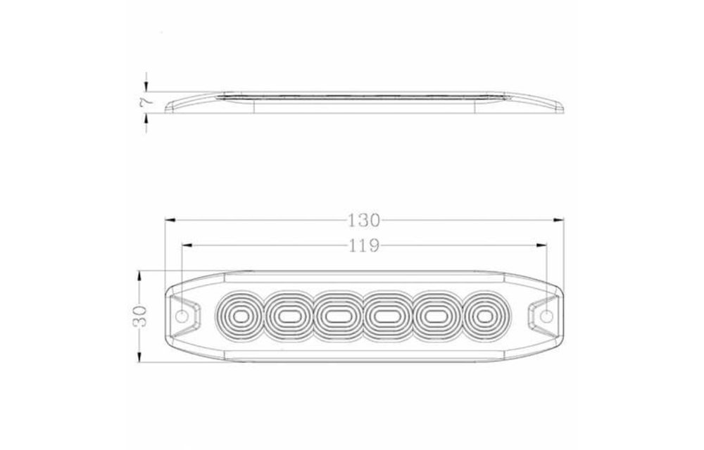 R65 Slimline LED-Blitz 6 LEDs gelb | 10-30V |