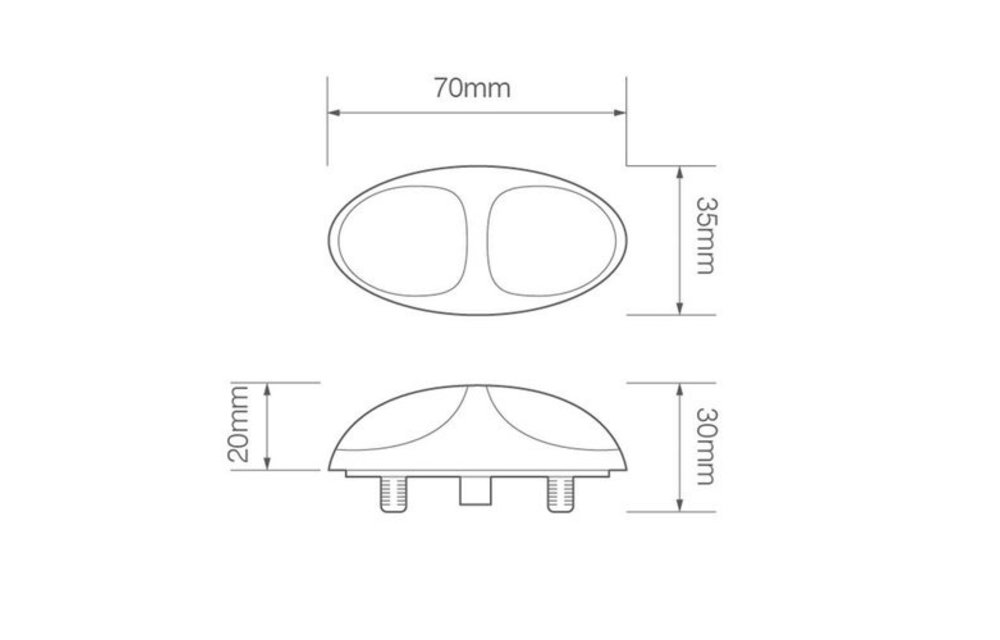 LED Umrissleuchte weiß | 12-24V | 2-poligen Stecker