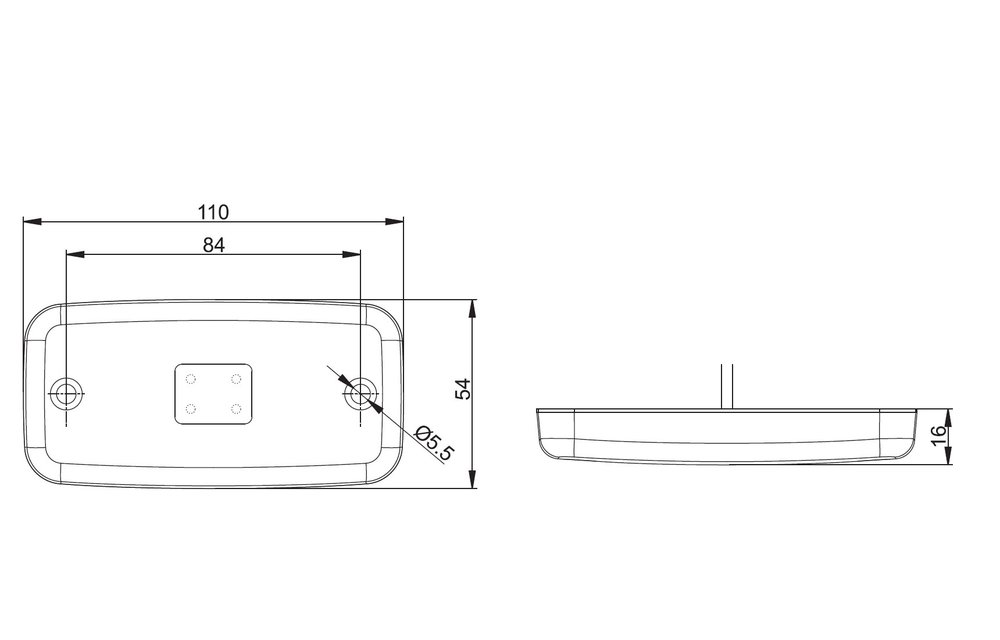 LED Umrissleuchte gelb | 12-36V | 0.75mm2 Stecker