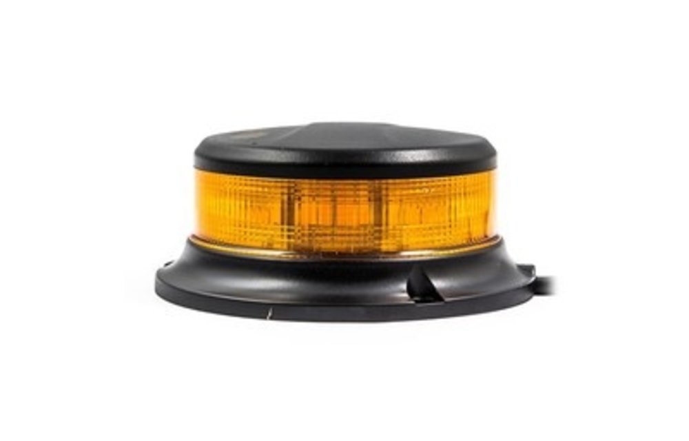 LED R65 Rundumleuchte bernsteinfarben mit bernsteinfarbener Linse 12/24v 3-Bolzen