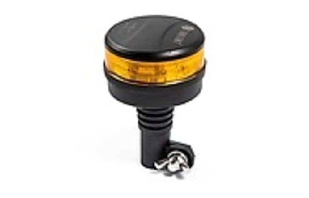 LED R65 Rundumleuchte bernsteinfarben mit bernsteinfarbener Linse 12/24v DIN Fuß