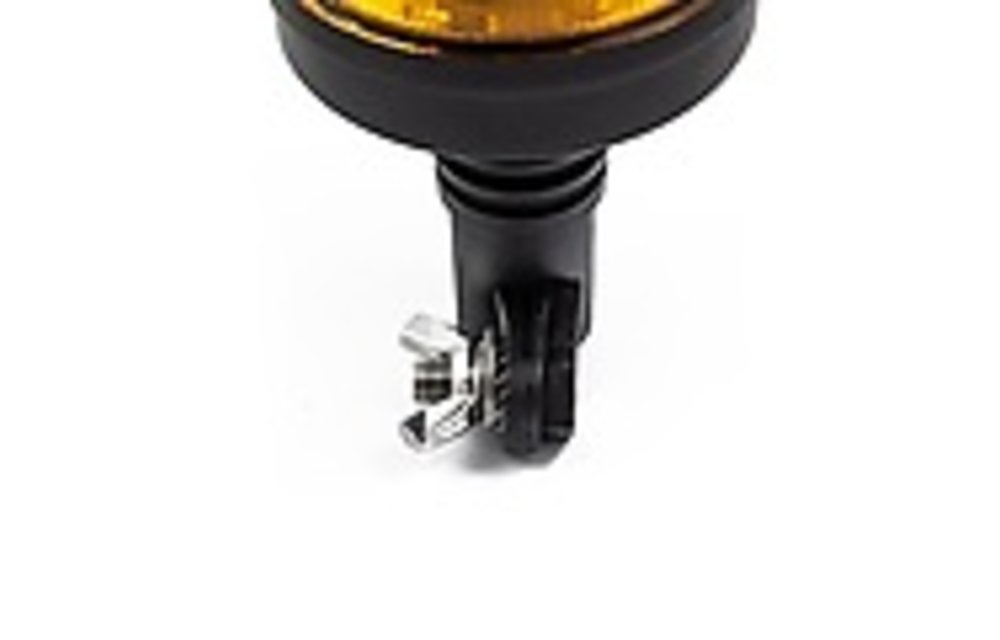 LED R65 Rundumleuchte bernsteinfarben mit bernsteinfarbener Linse 12/24v DIN Fuß