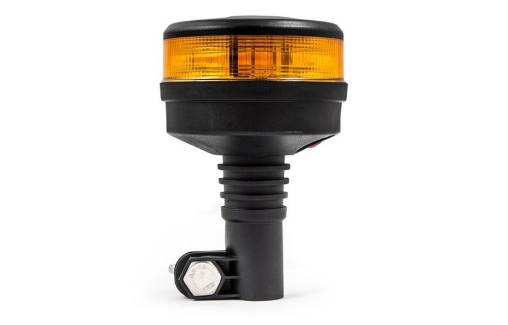 LED R65 Rundumleuchte bernsteinfarben mit bernsteinfarbener Linse 12/24v DIN Fuß