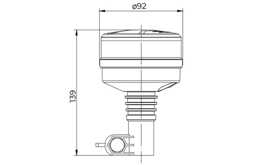 LED R65 Rundumleuchte Bernstein mit klarer Linse 12/24v DIN Fuß -  Vehiclelightshop