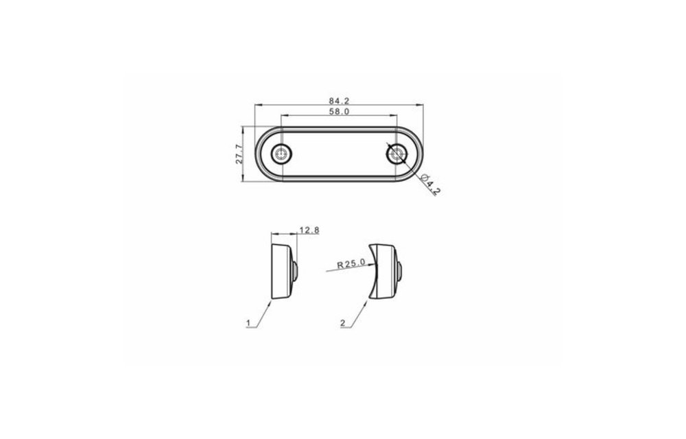 LED Dunkle Markierungsleuchte eingebaut Bernstein 12-24v 0.15m. Kabel