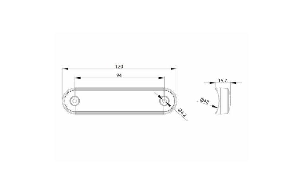 LED Markierungsleuchte Einbau/Lang weiß 12-24V 0,15m. Kabel