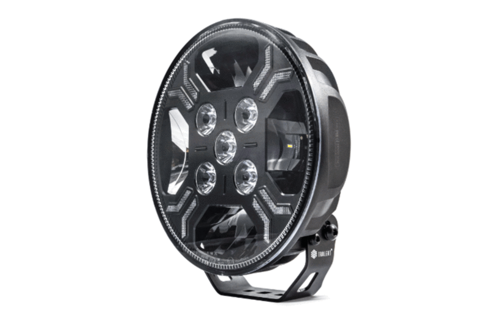 LED Fernscheinwerfer 9LED gelb/weiß mit Blitzlicht 7800lm / 3m Kabel