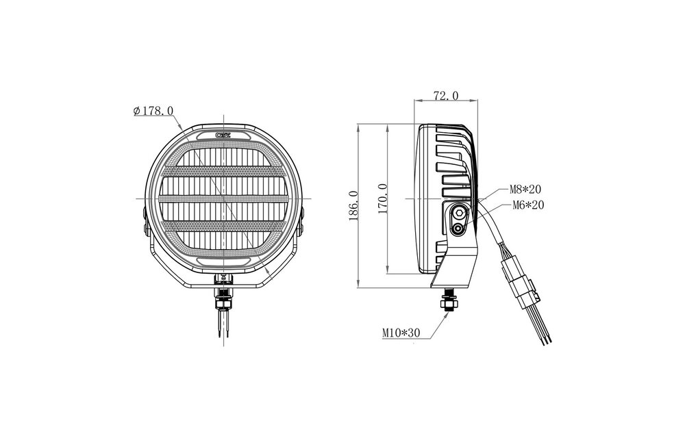 OZZ XR2 P7″ LED Hauptscheinwerfer White / Round / 7200lm