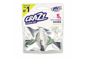 CRAZY SAND EEL 100 JIGHEAD PEARL GREEN SHORE 5 GRAM P/2