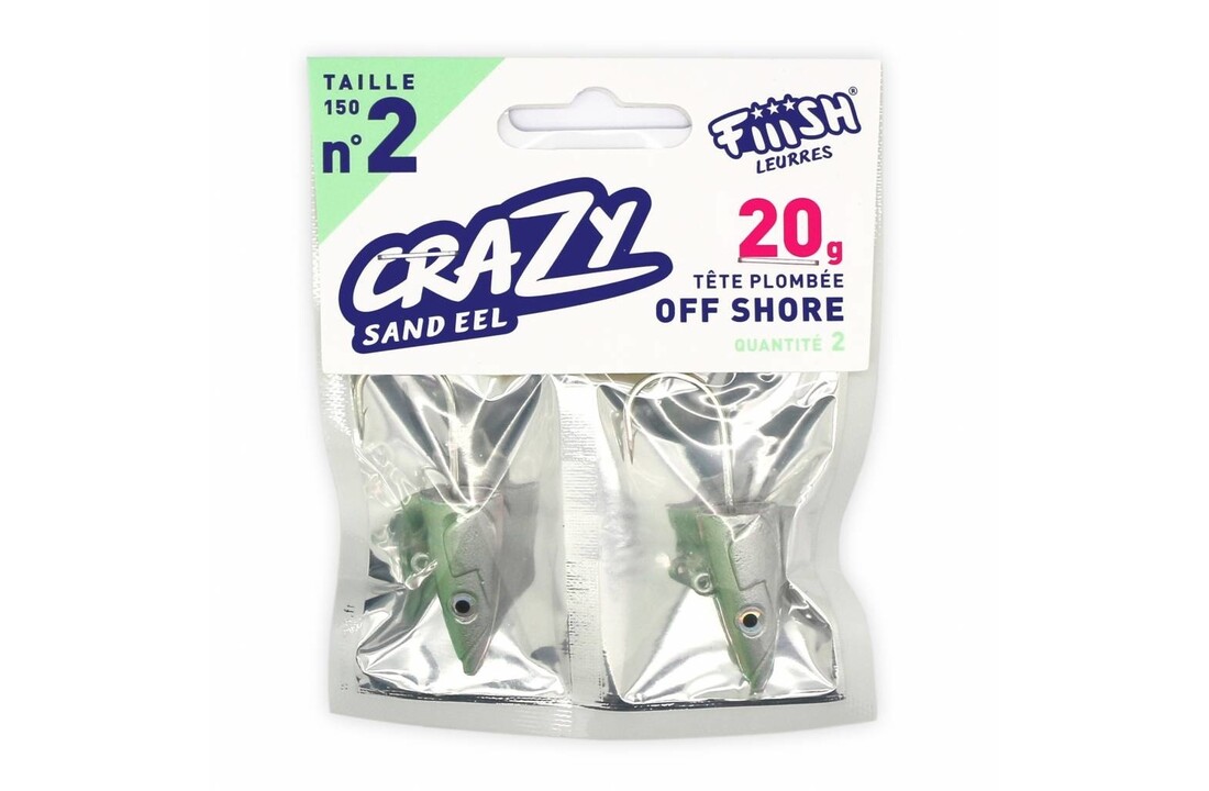 CRAZY SAND EEL 100 JIGHEAD PEARL GREEN OFF SHORE 10 GRAM P/2