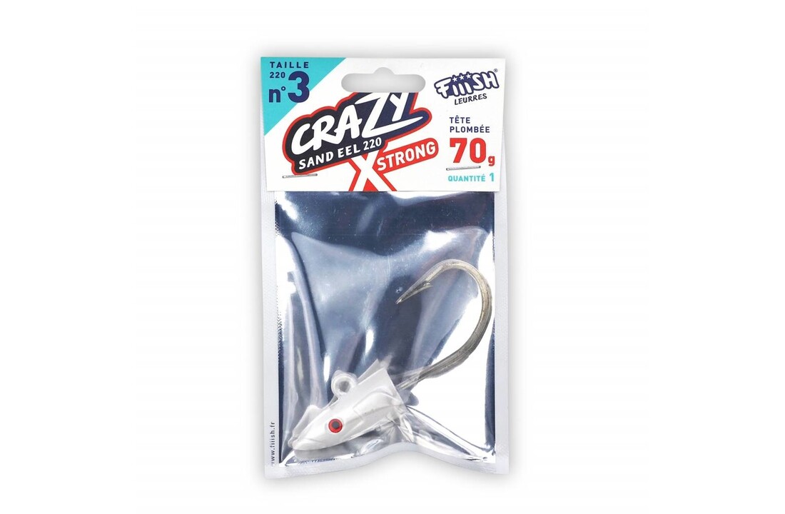 CRAZY SAND EEL 220 X-STRONG 60GR JIG HEAD WHITE / RED EYE