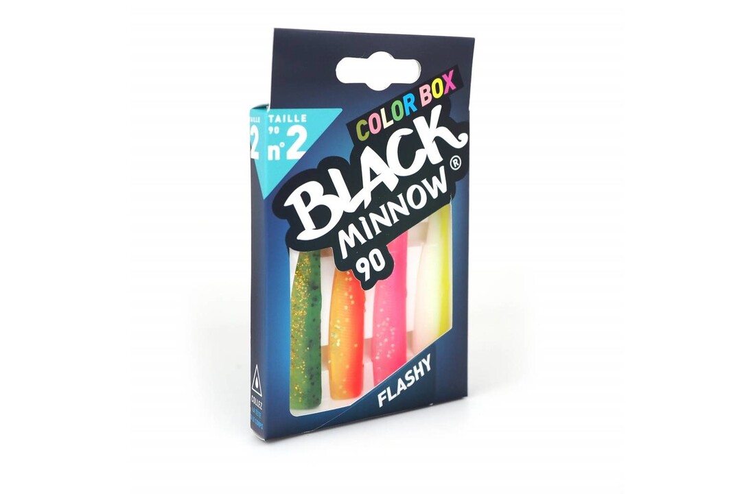 BLACK MINNOW 90 COLOR BOX FLASHY GREEN/ORANGE - ORANGE/YELLOW - YELLOW FLUO/WHITE