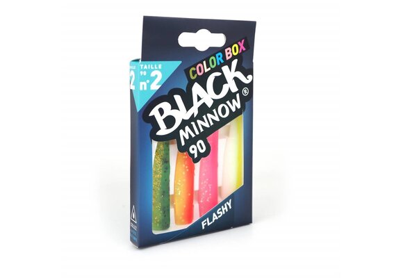 BLACK MINNOW 90 COLOR BOX FLASHY GREEN/ORANGE - ORANGE/YELLOW - YELLOW FLUO/WHITE