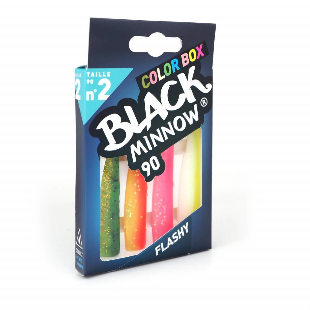 BLACK MINNOW 90 COLOR BOX FLASHY GREEN/ORANGE - ORANGE/YELLOW - YELLOW FLUO/WHITE