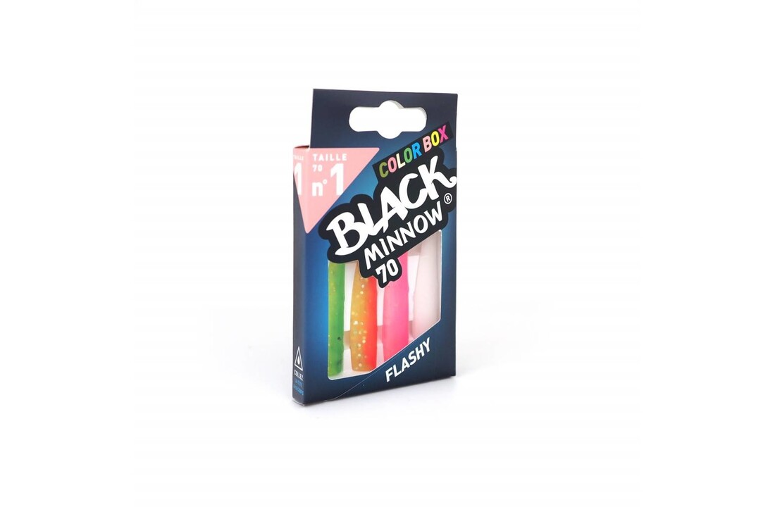 BLACK MINNOW 70 COLOR BOX FLASHY GREEN/ORANGE - PINK FLUO - WHITE
