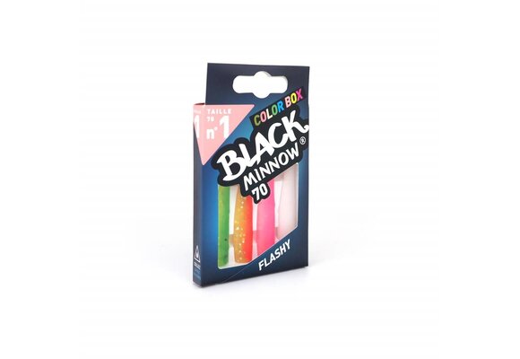 BLACK MINNOW 70 COLOR BOX FLASHY GREEN/ORANGE - PINK FLUO - WHITE